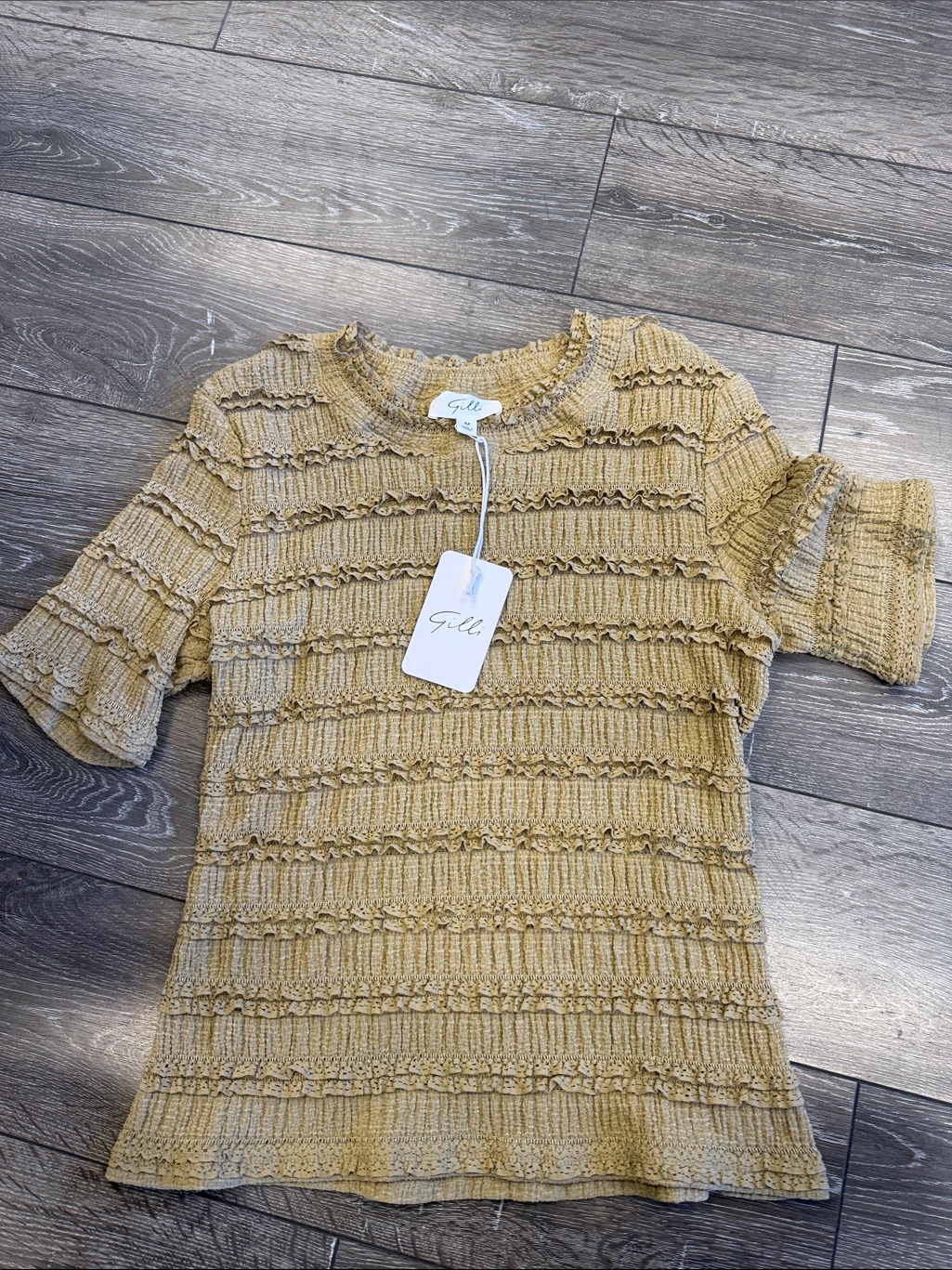 Gilli Textured Ruffle Sleeve Knit Top